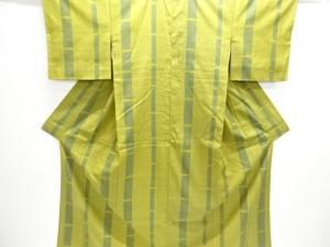 竹縞模様織り出し手織り真綿紬着物